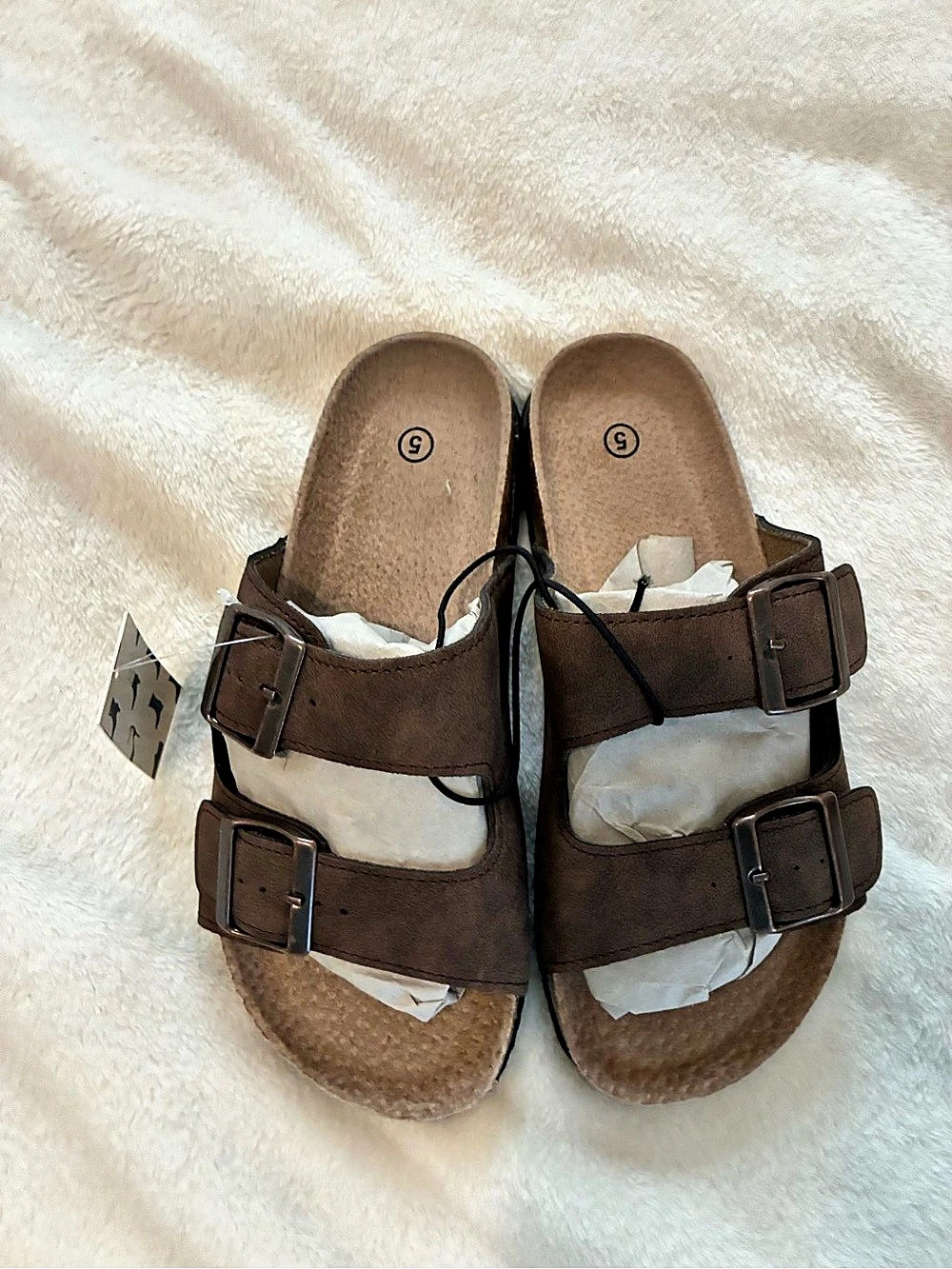 Brown Buckle Sandals US 6